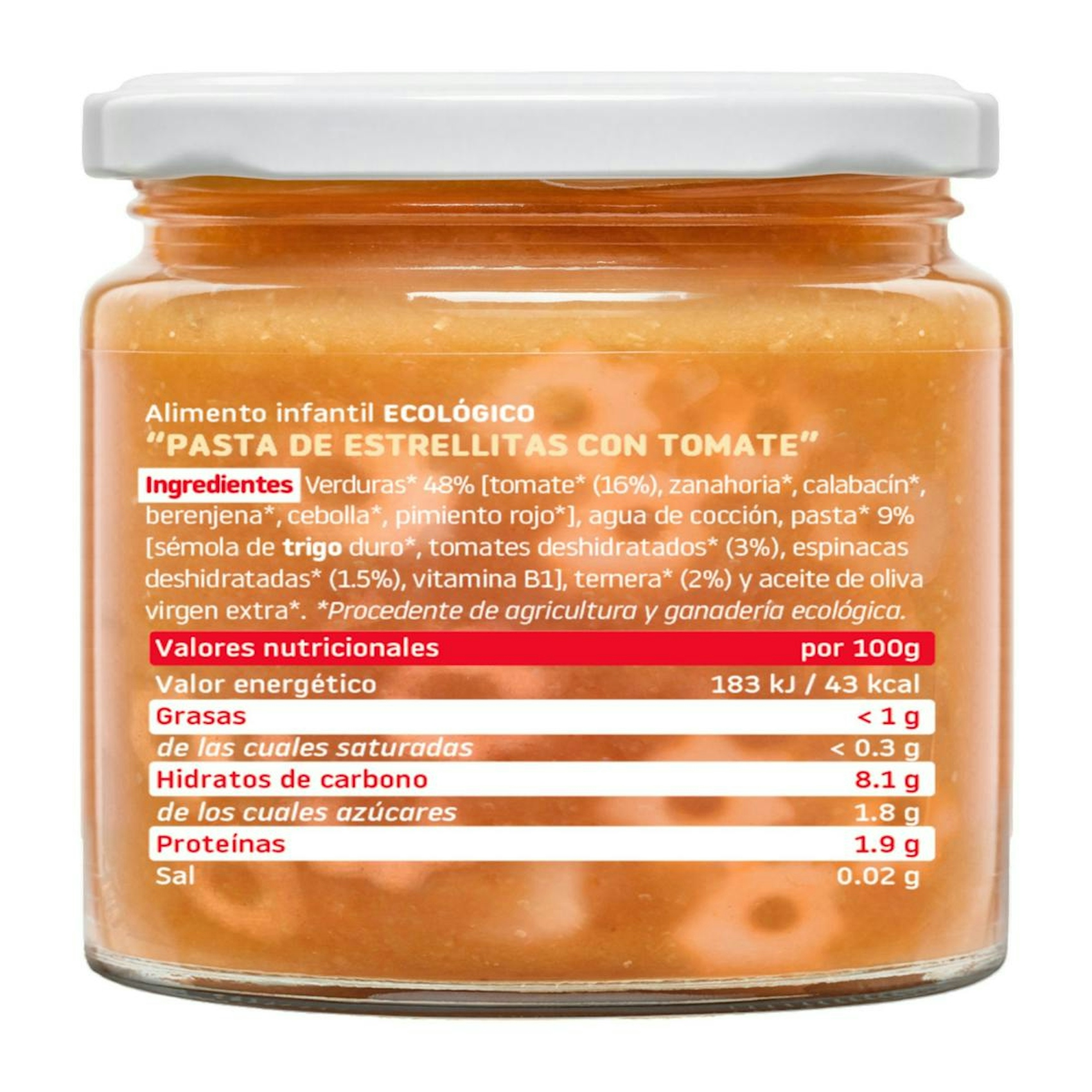 Tarrito Cachitos Estrellitas Con Tomate Smileat 230 G