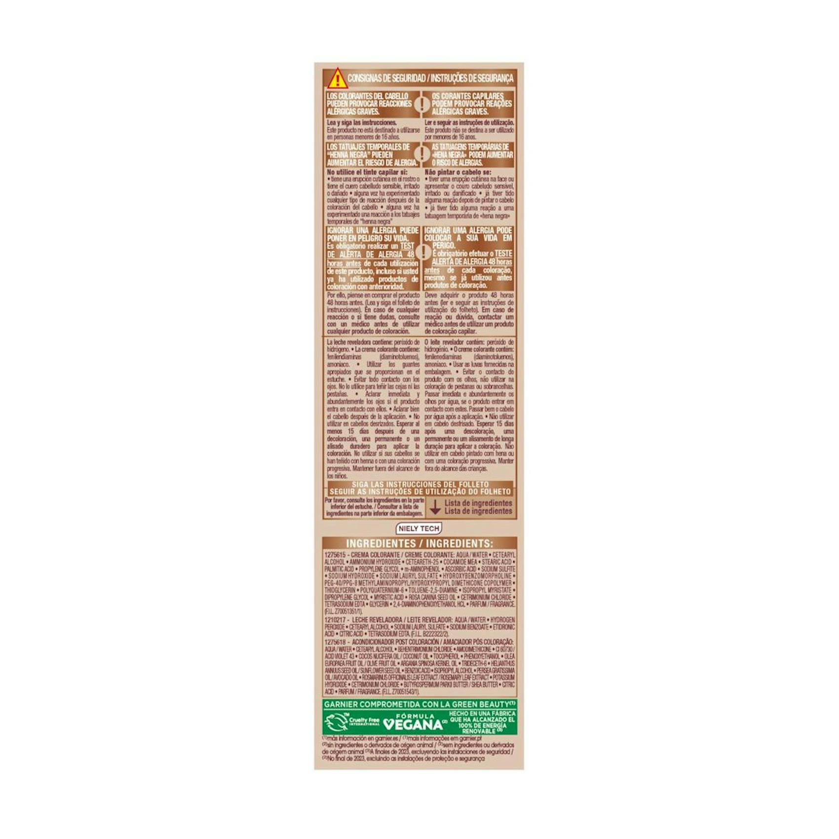 Tinte Aclarante Color Sensation Para Cabello Castaño Garnier Tono Rubio Miel