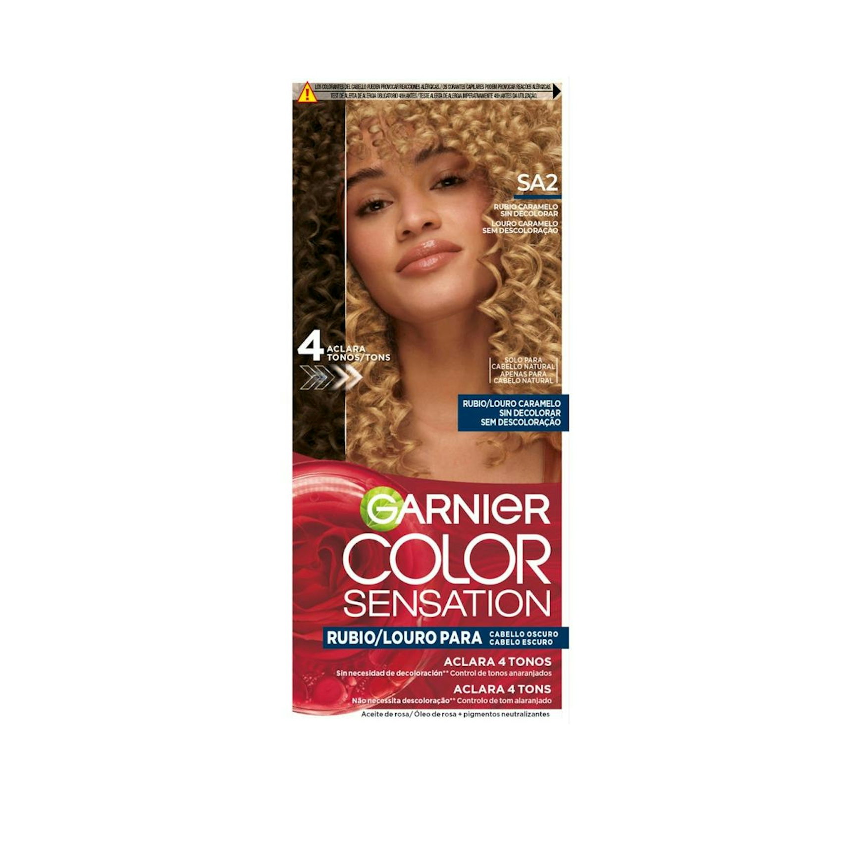 Tinte Aclarante Color Sensation Para Cabello Castaño Oscuro Garnier Tono Rubio Caramelo 0
