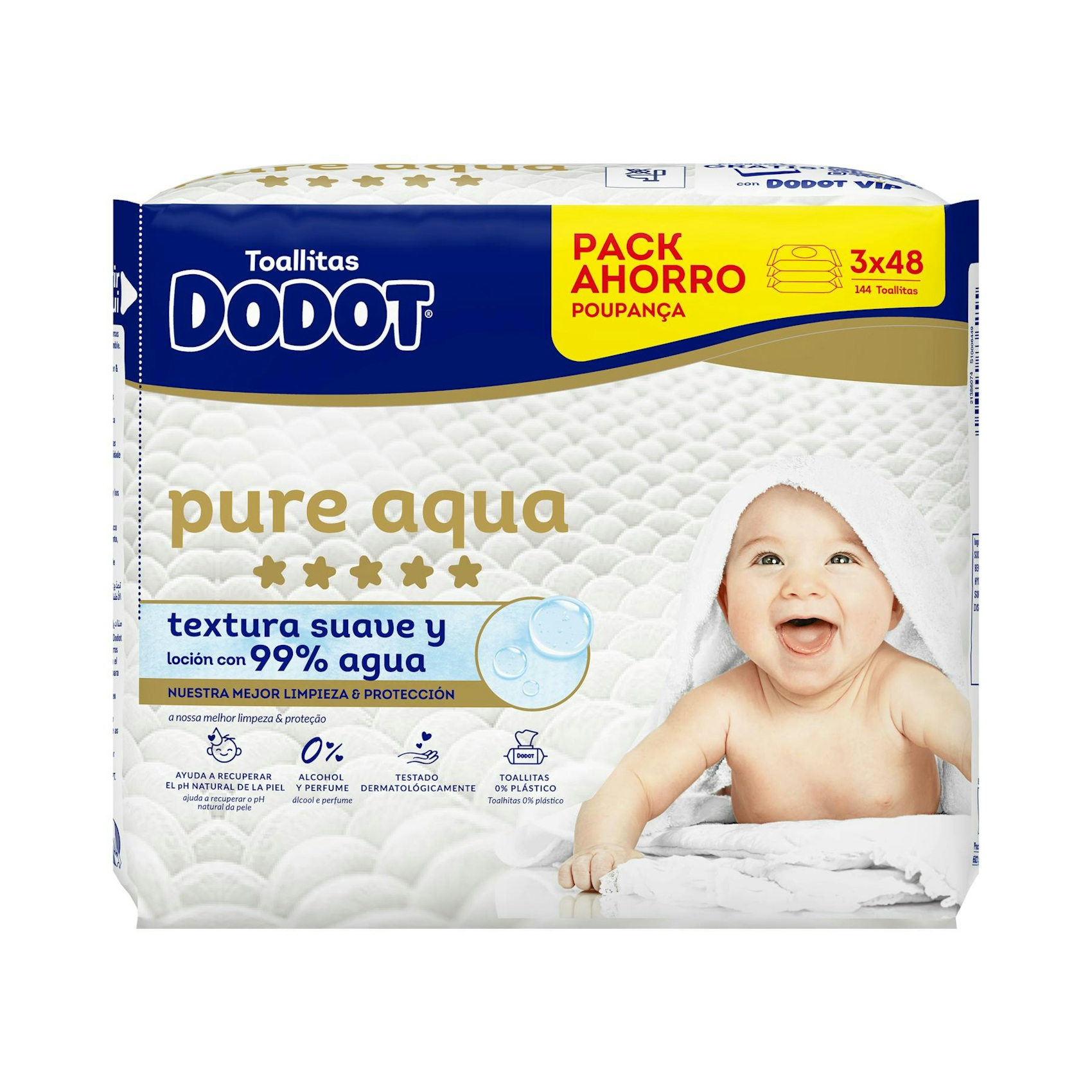 Toallitas Húmedas Aqua Pure Plastic Free Dodot 144 Uds 0