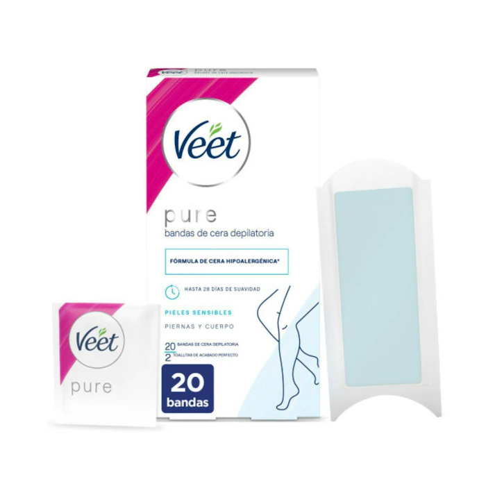 Bandas De Cera Pure Cuerpo Y Piernas Piel Sensible Veet 20 Uds